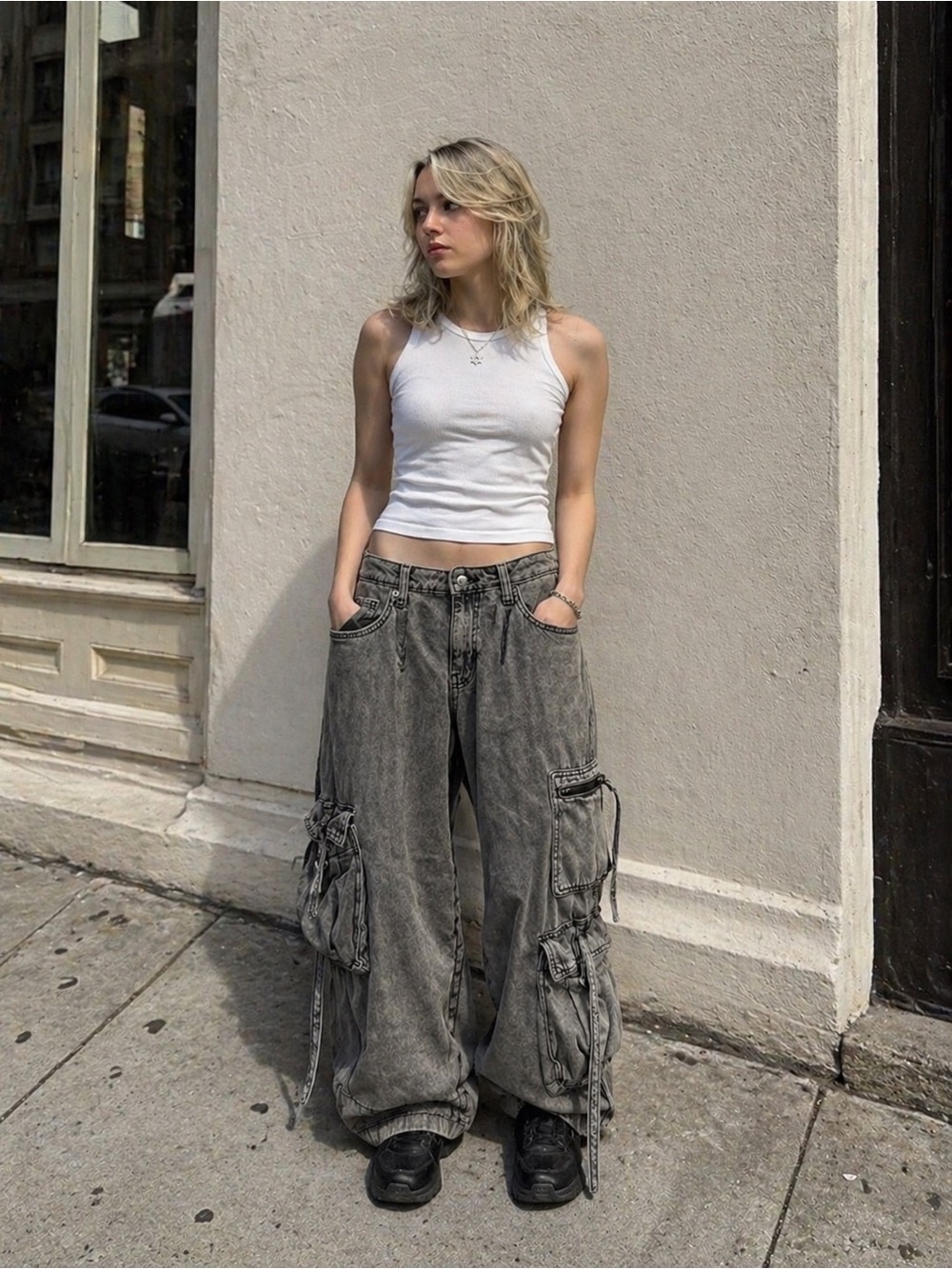 Mid Rise Baggy Cargo Jeans Women's Size 4 Fair Trade Certified Wild Fable Skater